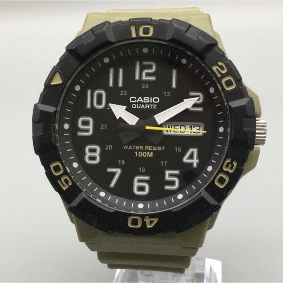Casio Watch Men 51mm Black Brown Dial 5474 MRW-210H Day Date 100M New  Battery